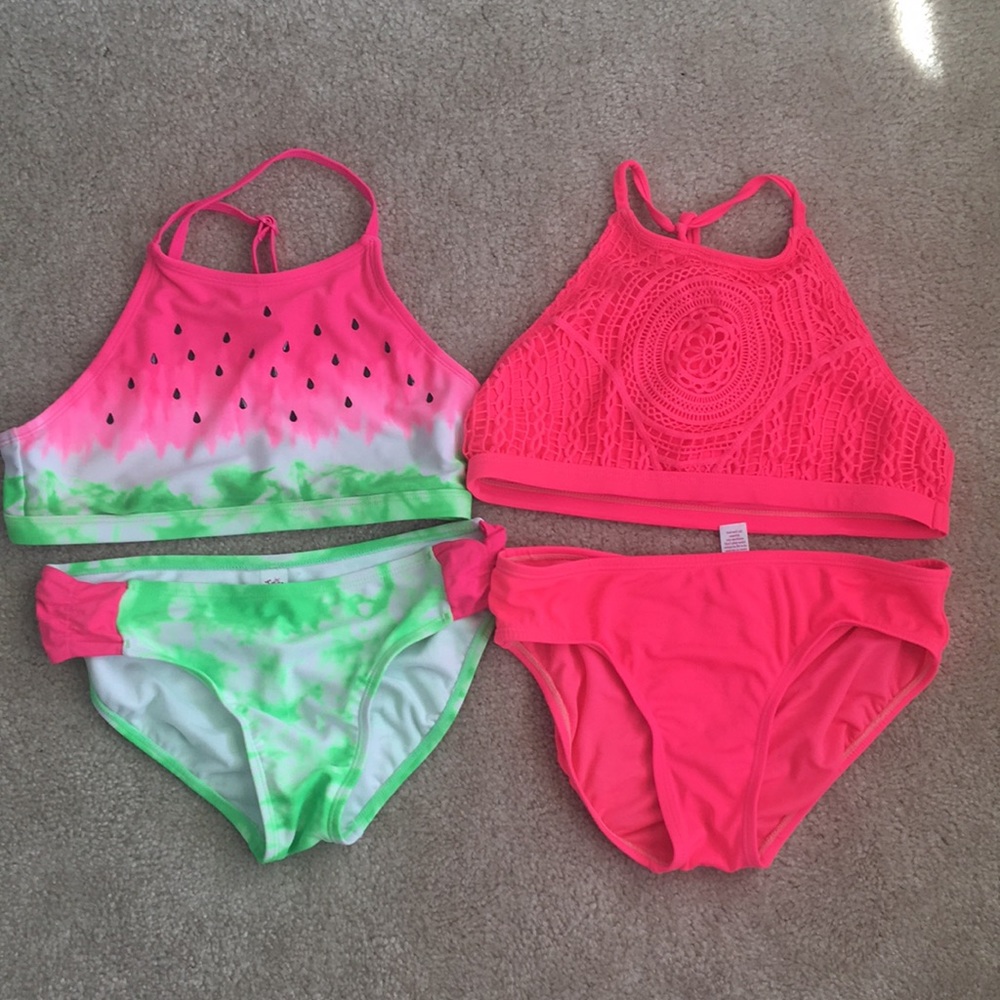 2 Justice pink bikinis